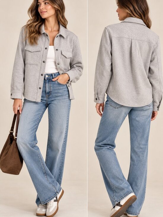 Rails Jackets & Blazers - Rails Turner Heather Grey Snap Front Shirt Jacket Shacket XS